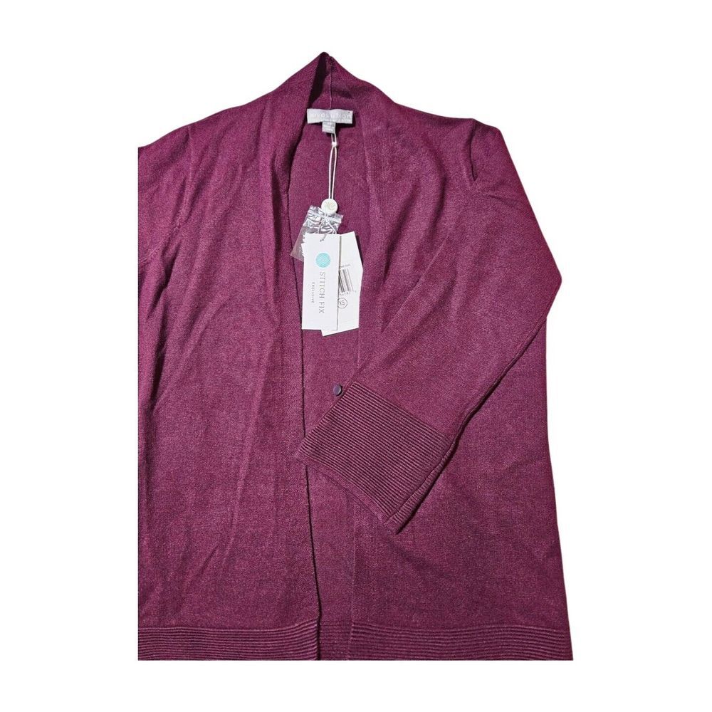 Evolution Cardigan Sweater Open Front 3/4 Sleeves‎ Knit Burgundy Women's XS NWT